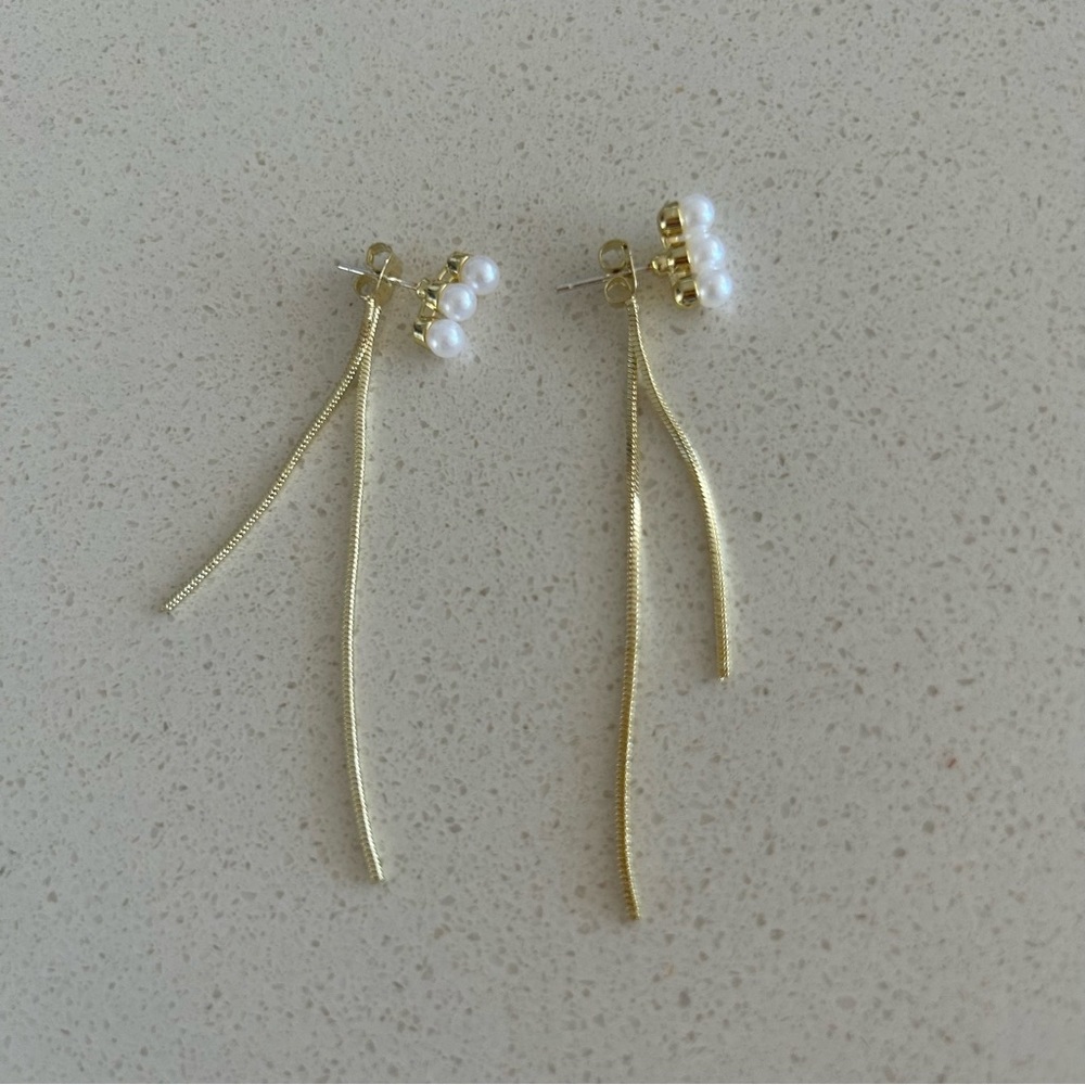 Front Back Pearl Dangling Earrings